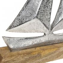 Maritim dekoration, dekorativ segelbåt i metall, dekorativt skepp H26cm