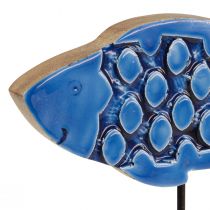 Artikel Maritim dekorativ träfisk på stativ blå 25cm × 24,5cm