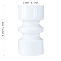 Artikel Blomvas i metall i krämvit emalj Ø9cm H17,5cm