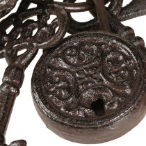 Artikel Dekorativt nyckelknippe i metall med lås Brun H22cm