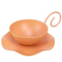 Artikel Metall dekorativ kopp orange Ø11,5cm H6cm med fat 2 st