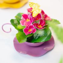 Artikel Metall dekorativ kopp med fat rosa H8cm Ø11,5cm 2st