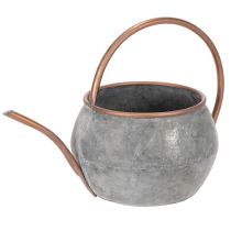 Artikel Dekorativ vattenkanna i metall, vintage lantlig stil, trädgårdsdekoration, för plantering, silverkoppar, L41cm Ø26cm H30cm