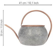 Artikel Dekorativ vattenkanna i metall, vintage lantlig stil, trädgårdsdekoration, för plantering, silverkoppar, L41cm Ø26cm H30cm