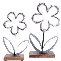Artikel Metall blommor dekoration silver svart bordsdekoration fjäder H29,5cm