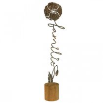 Metalldeco blomma träställning bokstäver &quot;Familj&quot; H40cm