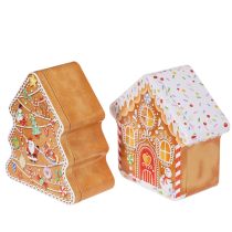 Artikel Julplåt, kakform, julgran och hus, pepparkaksliknande, 14 cm, 2 stycken
