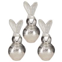 Artikel Dekorativ kaninsilver – Modern påskfigur av metall för snygg vårdekoration 11cm 3 st
