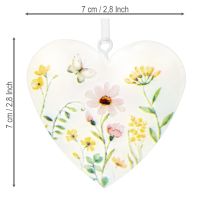 Artikel Hjärthängen med blommönster som väggdekoration, 7 cm, 6 stycken