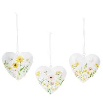 Artikel Hjärthängen med blommönster som väggdekoration, 7 cm, 6 stycken