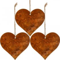 Artikel Hjärtan att hänga höst metalldekor patina 9,5×10cm 12st