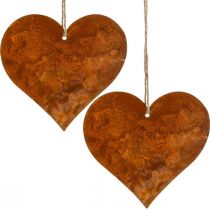 Artikel Dekorativa metallhjärtan, höstdekorationer, dekorativa hängen, patina 14×15cm 6st