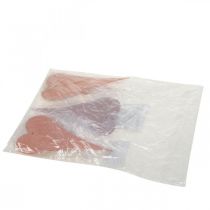 Artikel Hängande dekorationshjärtan för att hänga orange/lila 15cm 6 st