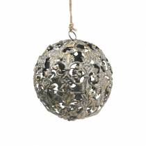 Boll att hänga med ornament antikt utseende gyllene metall Ø12cm