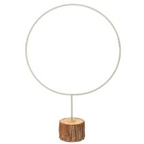 Artikel Dekorativ rund ring på träbas, metall, för torkade blommor, 52 cm