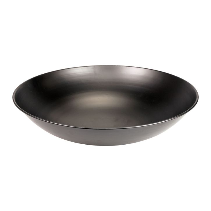 Dekorativ metallskål svart rund metallskål med botten Ø40cm