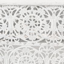 Artikel Metallskålar med spetsmönster, dekorativ behållare, fyrkantig, shabby chic, vit, 27/23/19 cm, H13,5 cm, set om 3