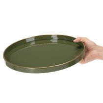 Artikel Dekorativ bricka i grönt med guldkant, modern, 30 cm