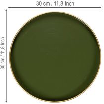 Artikel Dekorativ bricka i grönt med guldkant, modern, 30 cm