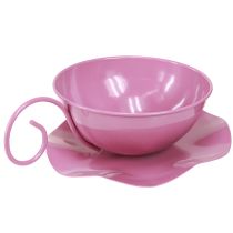 Artikel Metallmugg Ø16cm H9cm Dekorativ mugg med fat Rosa 2st