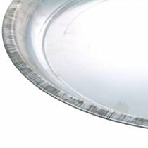 Artikel Dekorationsplatta metall silver glänsande Ø34cm H3cm