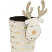 Artikel Renväxtkruka, adventsdekoration, metalldekoration, kruka till jul vit, gyllene H28cm Ø8,5cm