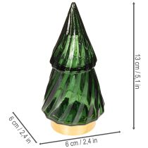 Artikel Glasjulgran med LED-ljus, borddekoration, jul, 13 cm, 2 stycken