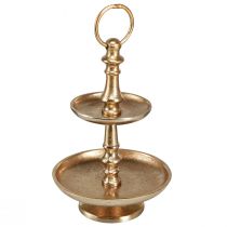 Artikel Mini etagere metalldekor guld matt 2-vånings bordsdekoration H22cm