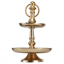 Artikel Mini etagere metalldekor guld matt 2-vånings bordsdekoration H22cm