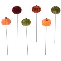 Artikel Mini pumpadekoration på pinne höstdekoration 6 färger Ø4cm 18 st