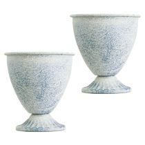 Artikel Minibägare Vas Kalk Metall Vit Blå Vintage Dekoration 11,5 cm 2-delat Set