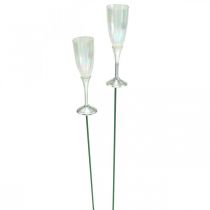 Mini champagneglas nyårsafton dekoration att sticka 7,5cm 24st