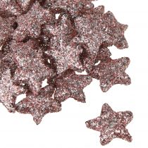 Artikel Mini spridd dekoration stjärnor dekoration glimmer rosa 1,5cm 144 st