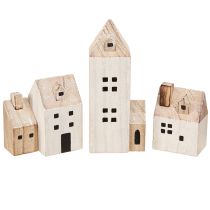 Artikel Mini julby trädekoration vit naturfärgad H13/7cm 6 st