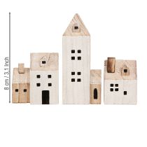 Artikel Mini julby trädekoration vit naturfärgad H13/7cm 6 st