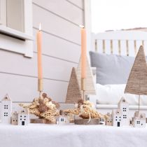 Artikel Mini julby trädekoration vit naturfärgad H13/7cm 6 st