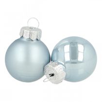 Mini julkula glas blå glans/matt Ø2,5cm 24p