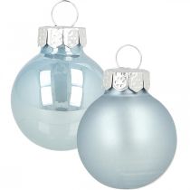 Mini julkula glas blå glans/matt Ø2,5cm 24p