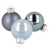 Artikel Mini julkulor glas blå matt metallic Ø4cm 24 st