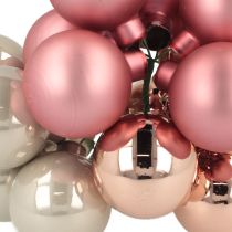 Artikel Mini julkulor glas rosa grå tråd Ø40mm 32 st