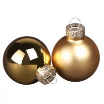Artikel Mini julkulor glas i guld matt glans Ø3cm 22 st