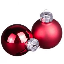 Artikel Mini julkulor röd glas matt glans Ø3cm 22 st