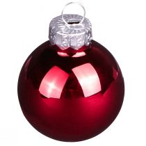 Artikel Mini julkulor röd glas matt glans Ø3cm 22 st