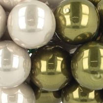 Artikel Mini julkulor på trådglas krämfärgade silver 2,5 cm 140 st