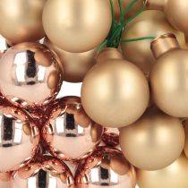 Artikel Mini julkulor på tråd guld rosé glas Ø25mm 140 st