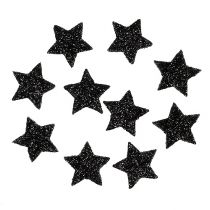 Mini glitter stjärna svart 2,5 cm 48p