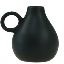 Artikel Mini keramisk vas svart handtag keramisk dekoration H8,5cm