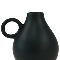 Artikel Mini keramisk vas svart handtag keramisk dekoration H8,5cm