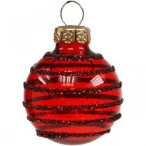 Mini julkulor röd mix äkta glas Ø3cm 9st