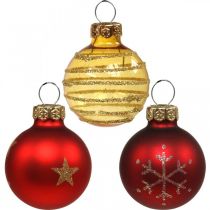 Mini julkulor röd/gul mix äkta glas Ø3cm 9st